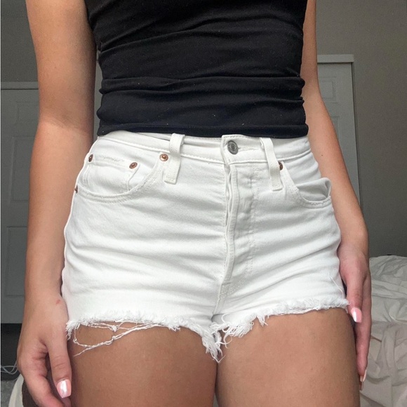 Levi's White Denim Cutoff Shorts - Picture 2 of 5